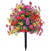  24 Inch Artificial Flower Stake Outdoor Decor Violet  Boxwood Topiary Ball Trees Multi-Color Garden Stakes for Yard & Lawn, No Fade Heavy Duty Plastic, All Season Decoration