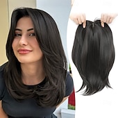 halpa Otsahiukset-30 cm:n hiuslisäke oheneville hiuksille, 16,5 x 16,5 cm:n paksu pohjallinen synteettinen päällinen otsatukalla, kuituperunat naisten hiuslisäkkeisiin päivittäiseen käyttöön, töihin, juhlaan,