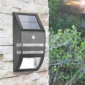 abordables Aplique de pared para exterior-Luces solares de acero inoxidable para cercas, para exteriores, impermeables, con sensor de movimiento, para postes de patio, terrazas, porches, barandillas de escaleras, muelles, portones, pasarelas,