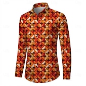 economico Cime-Retrò Vintage Anni '70 Camicia Camicia Aloha Lunghe Hippie Geometrico Costume Per uomo Mascherata Festival Musicale Feste Abbigliamento quotidiano Adulti Camicia