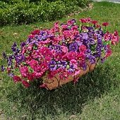 cheap Artificial Flower-12 Bundles Artificial Flowers Morning Glory for Outdoors Fake Plants Outside Decoration, Silk Colorful Flower with Eucalyptus UV Resistant Realistic Faux Flowers for Planter Porch Patio Yard Garden
