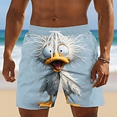 お買い得  動物と鳥-男性用 カートゥン おかしい あひる スイムトランク スイムショーツ ボードショーツ ミディアムウエスト ハワイアン ビーチでの休暇 サイドポケット メッシュライニング 伸縮性のあるドローストリングウエスト デザイナー 衣類
