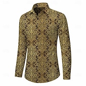 abordables Hauts-Rétro Vintage Années 1970 Chemise Chemise Aloha Manches longues Hippie Géométrique Déguisement Homme Mascarade Festival de Musique Soirée Tenue quotidienne Adulte Chemise