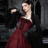abordables Conjuntos-Rococó Victoriano Renacimiento Vestidos Abrigo Disfraz de lujo Bruja Vampiros Atuendo real Disfraz Mujer Fantasía Víspera de Todos los Santos Carnaval Rendimiento LARP Feria Ren Adulto Cima Vestido