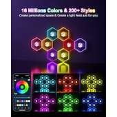 رخيصةأون أضواء زخرفية ذكية-٦/٨/١٠/١٢/٢٤ قطعة من مصابيح قرص العسل السداسية، ألواح جدارية LED تعمل بالصوت، إضاءة RGB معيارية يمكنك تركيبها بنفسك، تحكم عبر تطبيق بلوتوث، ديكور لغرفة الألعاب، غرفة النوم، غرفة المعيشة، تعمل بمنفذ