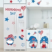  מדבקות קיר ליום העצמאות ה-4 ביולי, מדבקות קיר גמדים פטריוטיות עם כוכבים ופסים, קישוטים אדומים, לבנים וכחולים לקישוטים למסיבות בבית, לכיתה, משרד, חדר ילדים