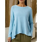  Femmes T-shirt Couleur Unie Graphique Uni Élégant ancien Mode manche longue Col ras du cou Col rond Hauts Longs Quotidien Sports Week-end Bleu Ciel Marron café Rose Claire Vert Été Printemps Automne