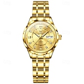 cheap Mechanical Watches-New Olevs Brand Ladies' Business Watch With Luminous Display, Calendar And Week Indication, Fully Automatic Mechanical Movement, Diamond-Set Rhombus Shape, Water-Resistant, Suitable For Casual And Spo