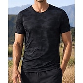 billiga Löpar-T-shirts och linnen-Herr Kamuflasje T-shirt för jogging Kompressionströja Atletisk skjorta Sport topp Sommar Kortärmad Snabb tork Fuktabsorberande Andningsfunktion Gymträning Gång Joggning Blå Svart Mörkblå Sportkläder