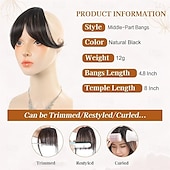 cheap Bangs-Bangs Hair Clip in Bangs Fringe with Temples Hairpieces for Women Hair Bangs Extension for Daily Wear (Natural black#)