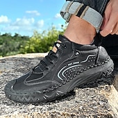 cheap Casual Lace-Up Shoes-Men's Brown Hand-Stitched Faux Leather Hiking Shoes – Rugged Casual Footwear for Outdoor Trekking &amp; Daily Street Style