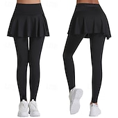 cheap Women's Skirts &amp; Skorts-Women's Solid Colored Casual Skirt Tennis Skort Tennis Skirt with Leggings Sport Skirt Pocket High Waist Quick Dry Breathable Tennis Golf Pickleball Skirt Bottoms Black White Tennis Clothing