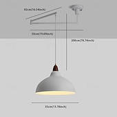 abordables Diseño de Tambor y Cono-Lámpara colgante LED de estilo industrial con brazo oscilante, lámpara de techo ajustable tipo cúpula para comedor y sala de estar en blanco y negro (¡incluye bombilla de repuesto gratis!).