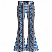 cheap Bottoms-Retro Vintage Boho 1970s Pants Bell Bottom Pants Hippie Disco High Waist Paisley Fancy Dress Men's Halloween Carnival Music Festival Retro Theme Party Adults' Pants