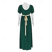 preiswerte Kleid-19. Jahrhundert Regency-Zeit Knöchellänge Kleid Kurze Ärmel Prinzessin Dame Edelfrau Einfarbig Quadrathals Kostüm Damen königlich Halloween Karneval Teegesellschaft LARP Renaissance-Messe Erwachsene