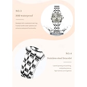 cheap Mechanical Watches-New Olevs Brand Ladies' Business Watch With Luminous Display, Calendar And Week Indication, Fully Automatic Mechanical Movement, Diamond-Set Rhombus Shape, Water-Resistant, Suitable For Casual And Spo
