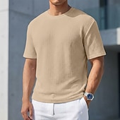 halpa perus t-paidat-Miesten T-paita Lihaspaita Ribbineulos T-paita Lyhythihainen Lyhyt hiha Tiukka pyöreä kaula-aukko Kesä Tavallinen Pintakäsitelty Pit Strip Muoti Suunnittelija Perus Crewneck Kausaliteetti Loma Katu