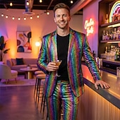 economico Outfit-Disco Anni '80 Pantaloni Abiti Completi &amp; Blazer Costume Per uomo Costume di Carnevale Mascherata Club Feste Performance Adulti Cappotto Pantaloni Tutte le stagioni