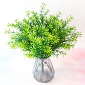 olcso Műnövények és zöld növényzet-6 csokor műzöld, 7 ágú mű rozmaring páfrány, mű lombozat faldekorációhoz, örökzöld kerti dekoráció