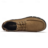 abordables Zapatos Informales con Cordones-Zapatos con cordones de piel sintética de ante color caqui para hombre, zapatillas informales antideslizantes y resistentes para senderismo y actividades al aire libre.