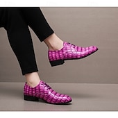 voordelige Derby Schoenen-Herenschoenen van imitatieleer in paars met krokodillenprint, stijlvol en uniek, ideaal voor formele gelegenheden en avondkleding.