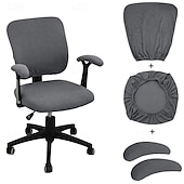 cheap Office Chair Cover-4PCS 1set Stretch Chair Cover Set Elastic Seat Cushion Backrest and Armrest Covers Non Slip Slipcovers for Office Computer Desk Dining Chair