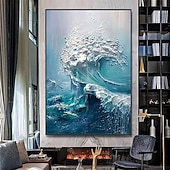 cheap Landscape Paintings-Handmade Oil Painting Hand Painted Vertical Abstract Landscape Modern Rolled Canvas (No Frame)