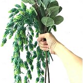 levne Umělé rostliny a zeleň-3 ks umělých girland z ananasové révy, 5-stonkové matné růžové umělé zelené révy, umělé závěsné rostliny do domácnosti &amp;svatební dekorace