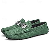 baratos Mocassins casuais-Mocassins masculinos verdes em couro sintético, elegantes e versáteis para ocasiões casuais e eventos de verão.