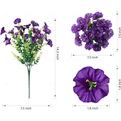  8 Bundles Artificial Flowers for Outdoors, Fake Plastic Morning Glory Petunias Plant, Faux Colorful Silk for Outside Planter Garden Front Porch Door Spring Summer Decor