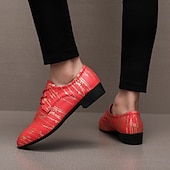 Недорогие Дерби туфли-Мужские туфли из искусственной кожи в красно-золотую полоску – стильная формальная обувь для свадеб и деловых мероприятий.