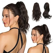 cheap Ponytails-2 PCS Ponytail Extensions Claw Clip Short Pony Tails Wavy Curly Synthetic Hairpieces for Women 12 Inch 14Inch Set