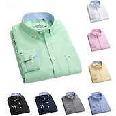 abordables camisas oxford de hombre-Hombre Camisa Camisa para Vestido Camisa Oxford Camisa sin planchar Abotonar la camisa Bloque de color Diario Negocio Amarillo Azul Marino Azul Manga Larga Cuello Vuelto Todas las Temporadas Ropa