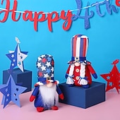  Confezione da 2 bambole nane senza volto con pentagramma a strisce, decorazione per bambola Rudolf, 250° anniversario del giorno dell'indipendenza americana