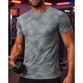 Недорогие Футболки и майки для бега-Муж. камуфляж Футболка для бега Компрессионная футболка Спортивная рубашка Спортивный топ Лето С короткими рукавами Быстровысыхающий Влагоотводящие Дышащий Тренировка в тренажерном зале Прогулки Бег