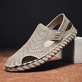 preiswerte Lässige Sandalen-Weiße, perforierte Herren-Freizeitschuhe aus Kunstleder, leichte, atmungsaktive Loafer für sommerliche Mode und legere Treffen