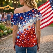  250. rocznica USA Retro / vintage Lata 80 Koszulkowy Na jedno ramię Krótkie rękawy Strój na bal maskowy Damskie 4 lipca Dzień Niepodległości Dla dorosłych podkoszulek