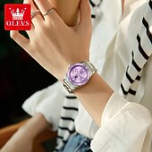 billiga Kvartsklockor-Mors Dag Gåva OLEVS Kvinnor Kvartsur Kreativ Minimalistisk Lyx Casual Kalender Datum Vattentålig Dekoration Rostfritt Stål Armbandsur