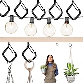 cheap Home Storage &amp; Hooks-20pcs Square Snap Hanging Hooks with Safety Buckle, Anti-Drop Screw-In Outdoor Hooks for String Lights, Hanging Plants, Wind Chimes, Bird Feeders, Lanterns, Christmas Decorations