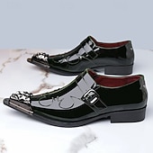 economico Mocassini-mocassini neri da uomo con fibbia decorativa, design elegante per occasioni formali, matrimoni ed eventi speciali
