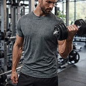 رخيصةأون تي شيرتات وبلوزات بدون أكمام للجري-رجالي منقوش   متقلب تيشيرت للجري قميص ضاغط قميص رياضي قمة الرياضة الصيف كم قصير سريع جاف رطوبة فتل متنفس تمرين نادي رياضي المشي الركض أزرق سكني غامق مشمشي ملابس رياضية ألبسة رياضية