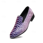 halpa Loafers-Miesten vihreät ja ruskeat käärmekuvioiset nahkaiset loaferit, slip-on-muodinmukaiset kengät yökerhoihin, juhliin ja rohkeisiin muotilausuntoihin