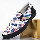  Patriottische sneakers voor heren ter ere van het 250-jarig jubileum – rood, wit en blauw ontwerp met de Amerikaanse vlag, comfortabele instapschoenen om de Onafhankelijkheidsdag en nationale evenementen te vieren.