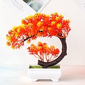 levne Umělé rostliny a zeleň-Umělé rostliny, malé umělé bonsaje pro domácí dekorace, obývací pokoj, koupelna, knihovna, předsíň, stůl, nástěnná police, moderní farmářská dekorace, výška 8,5 cm, zelená