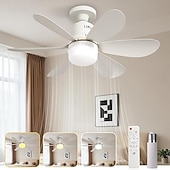 abordables Ampoules de décoration-Ventilateur de plafond avec éclairage intégré et télécommande, ampoule de 1100 lumens, intensité lumineuse réglable (3 couleurs et 3 vitesses), installation facile pour chambre, cuisine, salle à