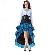 economico Outfit-Set Gotico Medievale Rinascimento Gonna Blusa / Camicia Corsetto Lunghe Pirata Linea ad A Scollo Tondo Costume Per donna Halloween Carnevale Fiera Rinascimentale LARP Festa a tema retrò Adulti