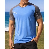 olcso Futó pólók és ujjatlan felsők-Férfi Színes Majica za trčanje Testhetzálló póló Sportos póló Sportos felső Nyár Kollázs Rövid ujjú Gyors szárítás Könnyű Nedvességelvezető Légáteresztő Edzőterem edzés Gyaloglás Kocogás Fekete