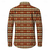 voordelige Bovenkanten-Retro Vintage 1970s Shirt Aloha Shirt Long Sleeves Hippie Geometric Fancy Dress Men's Masquerade Music Festival Party Daily Wear Adults' Shirt