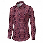 abordables Hauts-Rétro Vintage Années 1970 Chemise Chemise Aloha Manches longues Hippie Géométrique Déguisement Homme Mascarade Festival de Musique Soirée Tenue quotidienne Adulte Chemise