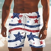  Voor heren 4 juli, 250e verjaardag van de VS Amerikaanse vlag Vaderlandslievend Lange zwembroeken Zwemshorts Boardshorts Medium Taille Casual Feestdagen Zijzakken Mesh voering Elastische tailleband